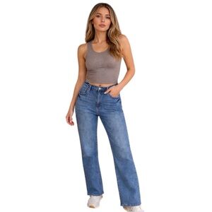 Risen Los Angeles High Rise Straight Leg Jeans Women 15 / 32x30 Blue Denim